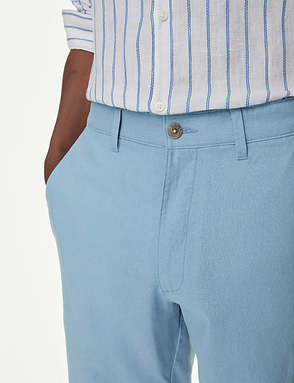 Linen Mix Plain Regular Fit Shorts