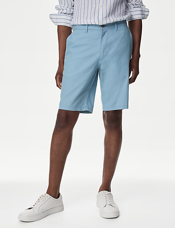Linen Mix Plain Regular Fit Shorts