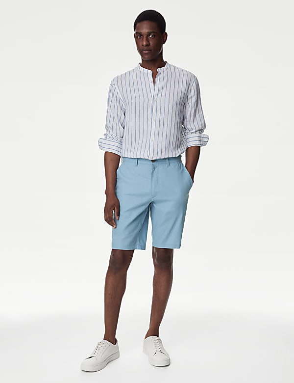 Linen Mix Plain Regular Fit Shorts