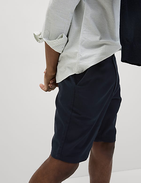 Linen Mix Plain Regular Fit Shorts