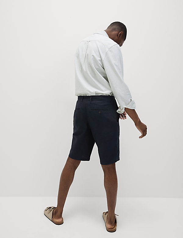 Linen Mix Plain Regular Fit Shorts