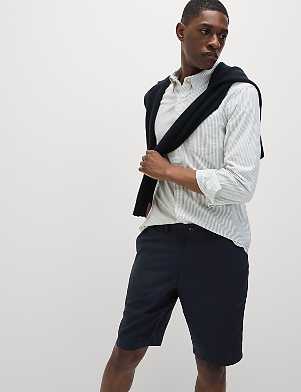 Linen Mix Plain Regular Fit Shorts