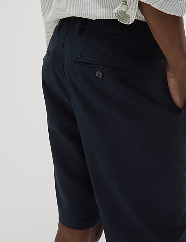 Linen Mix Plain Regular Fit Shorts