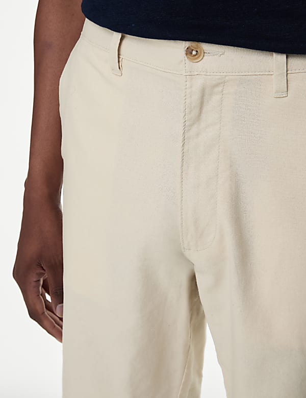 Linen Mix Plain Regular Fit Shorts