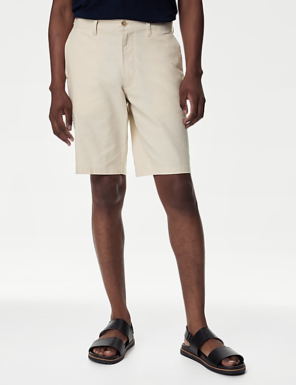 Linen Mix Plain Regular Fit Shorts