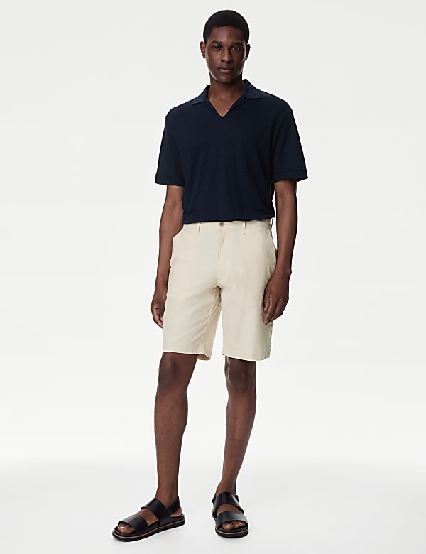 Linen Mix Plain Regular Fit Shorts