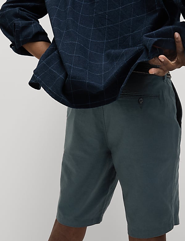 Linen Mix Plain Regular Fit Shorts