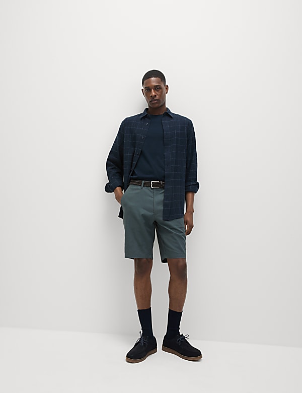 Linen Mix Plain Regular Fit Shorts