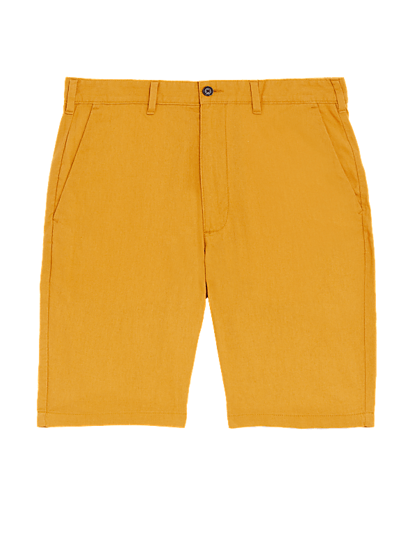 Linen Mix Plain Regular Fit Shorts