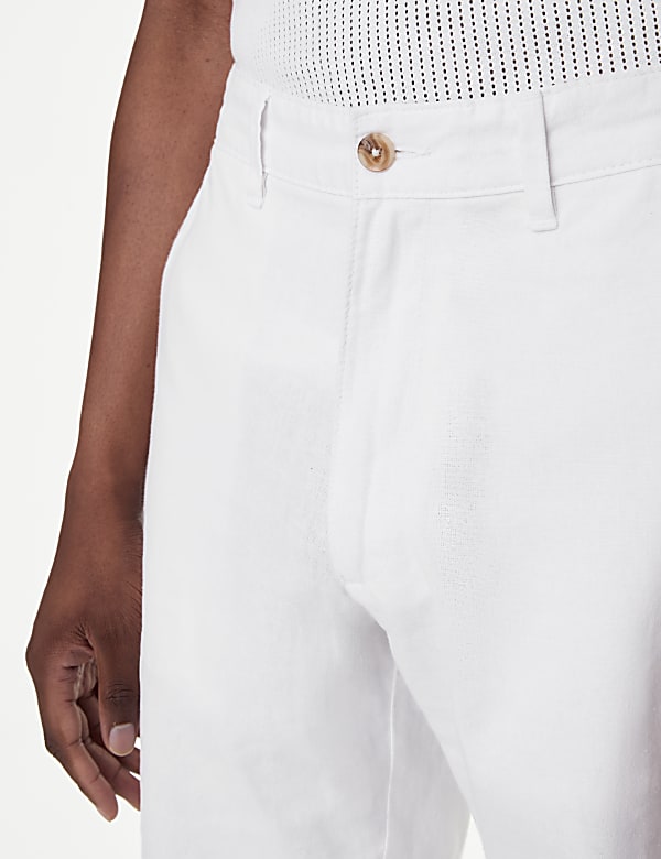 Linen Mix Plain Regular Fit Shorts