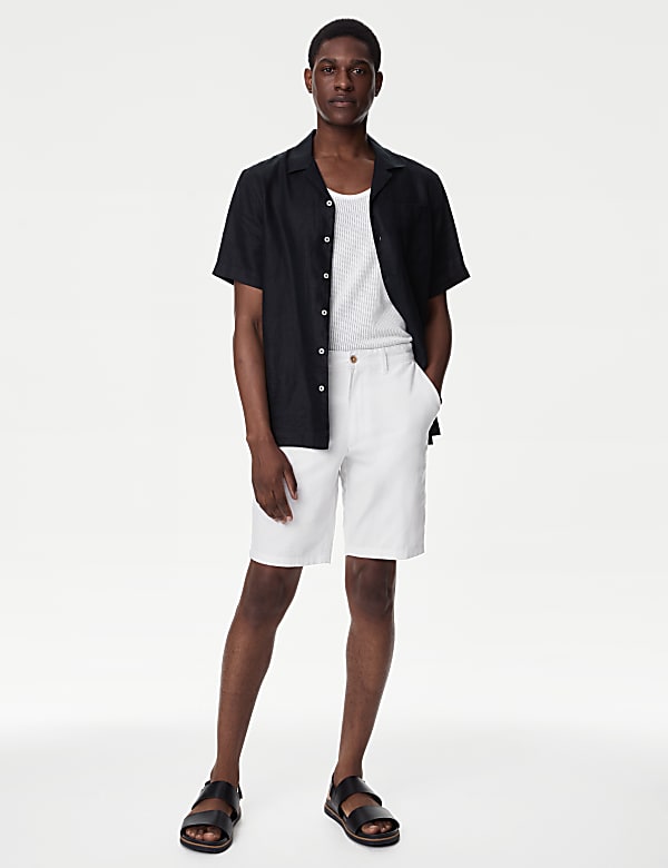 Linen Mix Plain Regular Fit Shorts