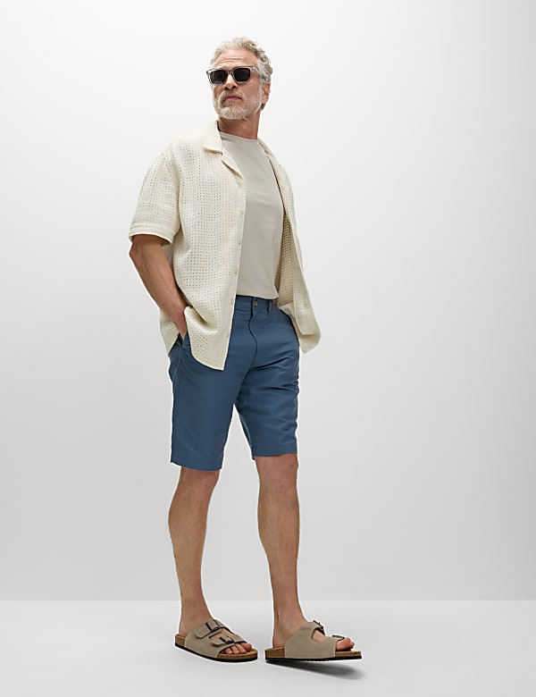 Regular Fit Cotton Linen Blend Chino Shorts