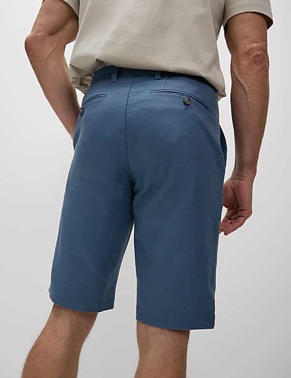 Regular Fit Cotton Linen Blend Chino Shorts
