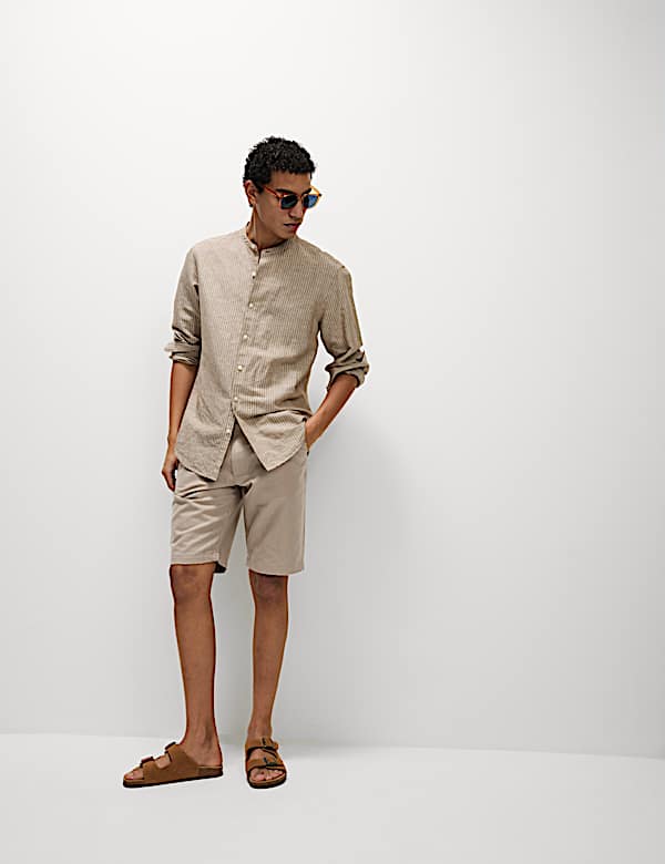 Regular Fit Linen Blend Chino Shorts - JP