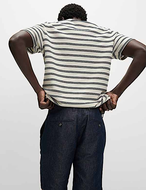Regular Fit Cotton Linen Blend Chino Shorts