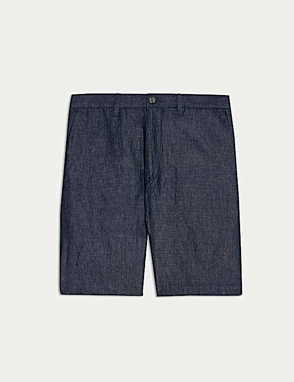 Pantalones cortos chinos de corte estándar en mezcla de lino de algodón - ES