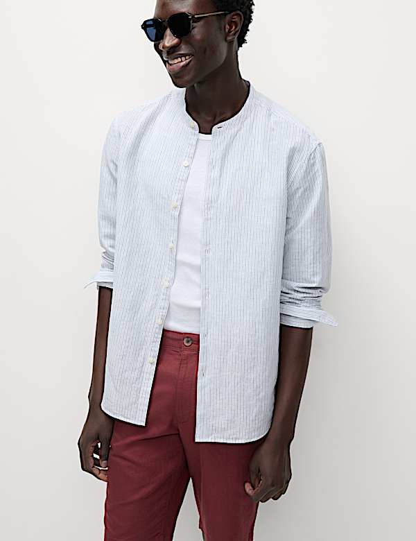 Regular Fit Cotton Linen Blend Chino Shorts - NL