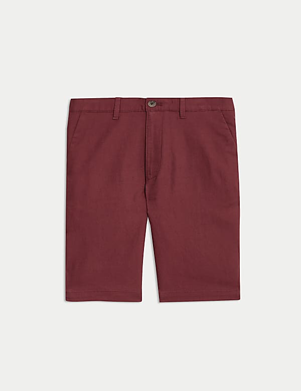 Regular Fit Cotton Linen Blend Chino Shorts - NL