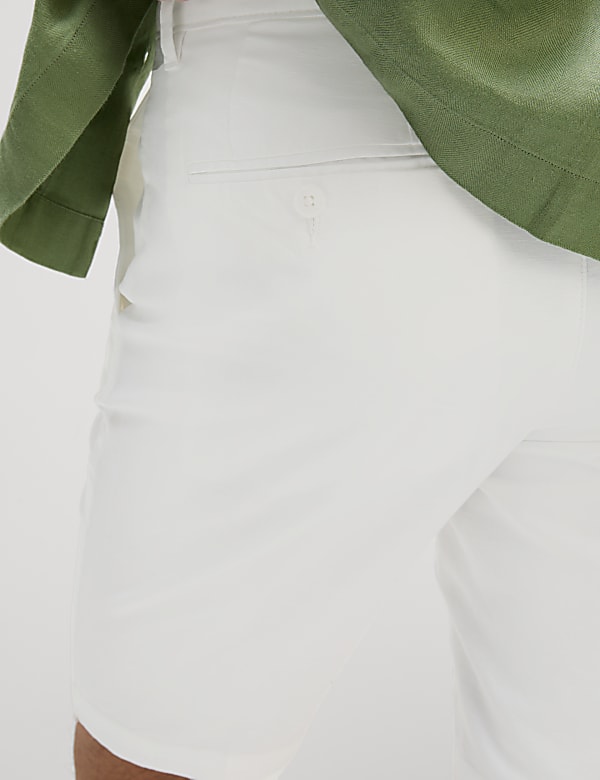 Regular Fit Cotton Linen Blend Chino Shorts