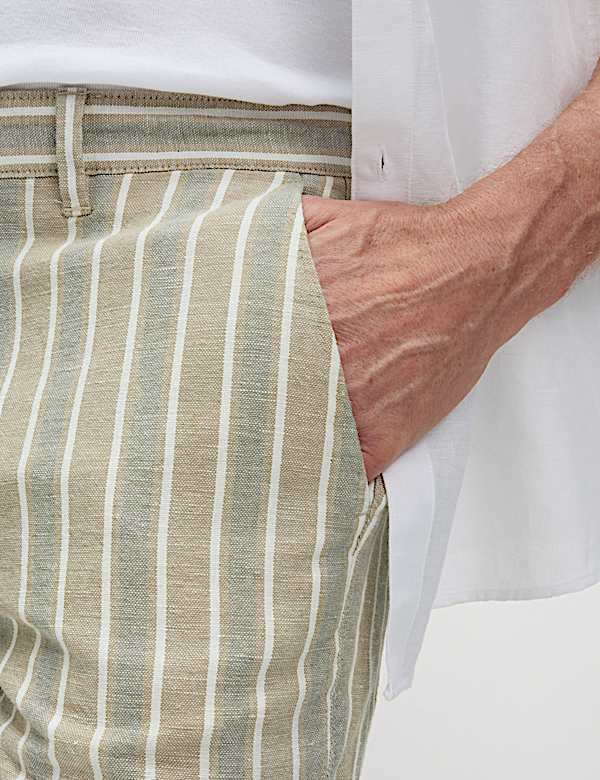 Regular Fit Cotton Linen Blend Chino Shorts