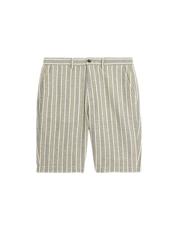 Regular Fit Cotton Linen Blend Chino Shorts