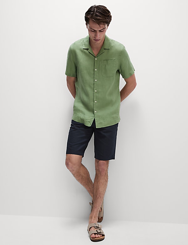 Regular Fit Cotton Linen Blend Chino Shorts - JP