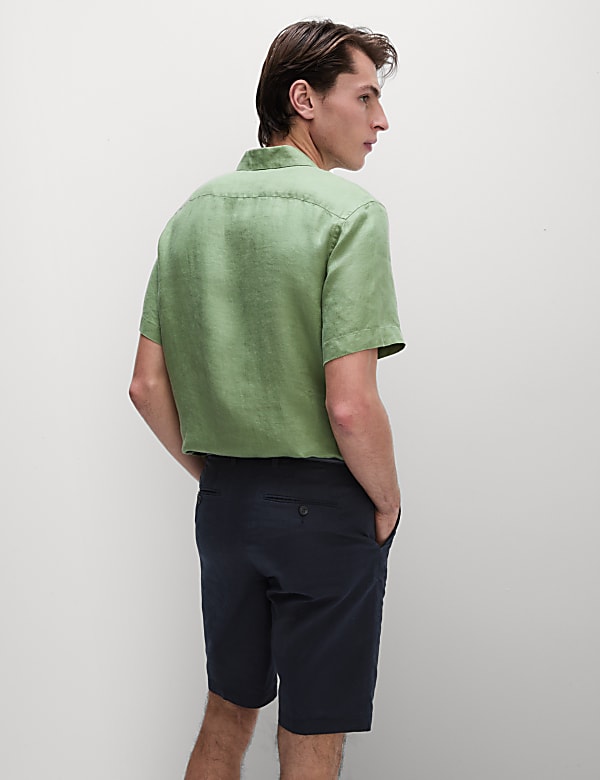 Regular Fit Cotton Linen Blend Chino Shorts - JP