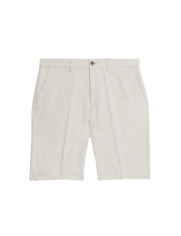 Regular Fit Cotton Linen Blend Chino Shorts