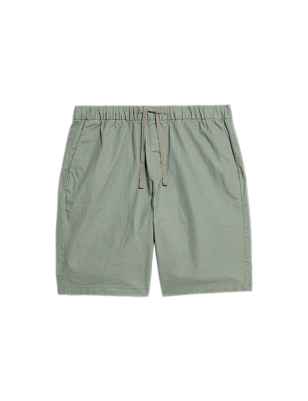 Cotton Linen Blend Elasticated Waist Shorts
