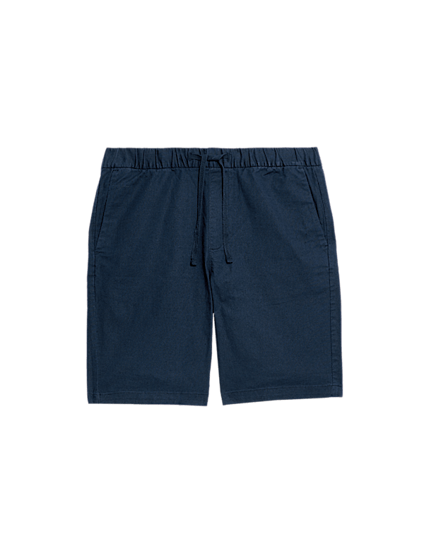 Cotton Linen Blend Elasticated Waist Shorts