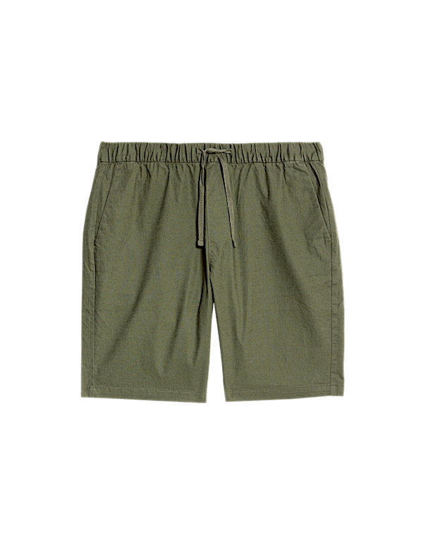 Cotton Linen Blend Elasticated Waist Shorts