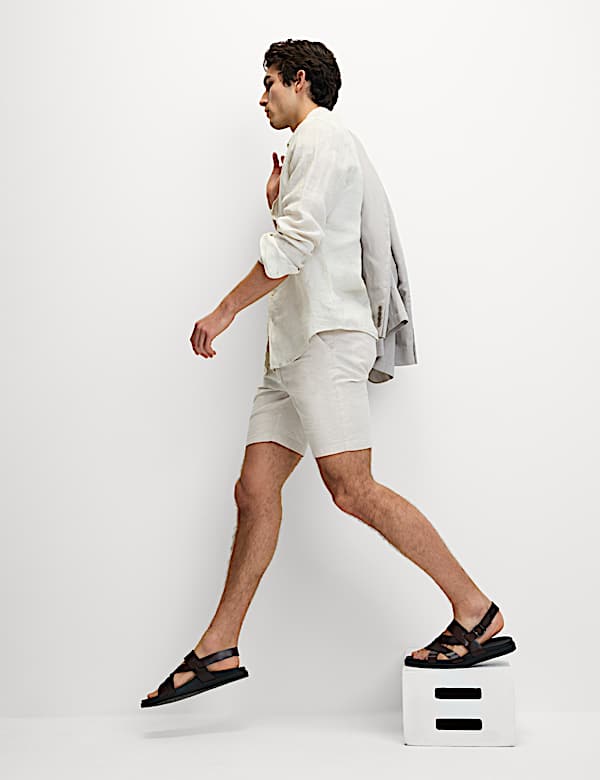 Cotton Linen Blend Elasticated Waist Shorts