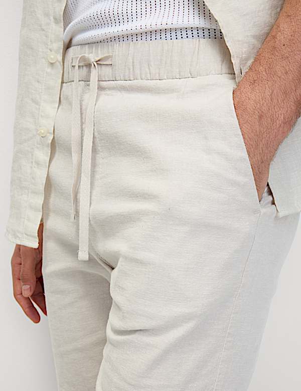 Cotton Linen Blend Elasticated Waist Shorts