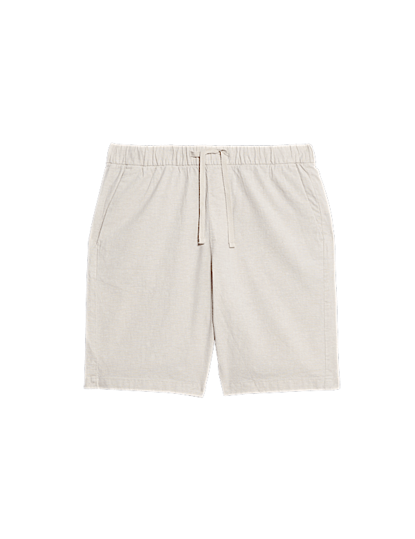 Cotton Linen Blend Elasticated Waist Shorts