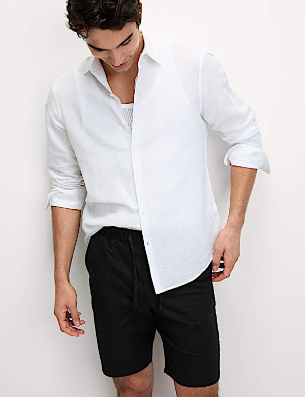 Linen Blend Elasticated Waist Shorts - VN