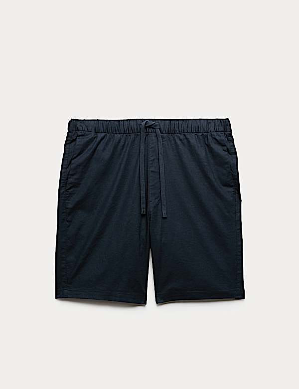 Cotton Linen Blend Stretch Shorts - GR