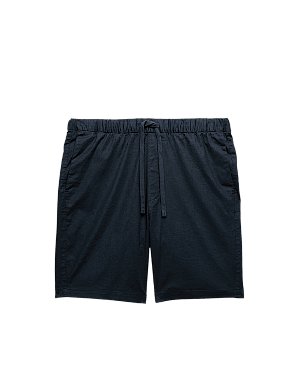 Cotton Linen Blend Stretch Shorts