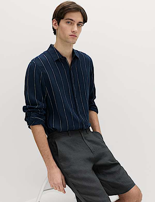 Loose Fit Pure Linen Chino Shorts