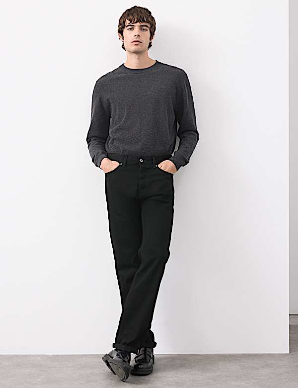 Straight Fit Pure Cotton Selvedge Jeans - DK