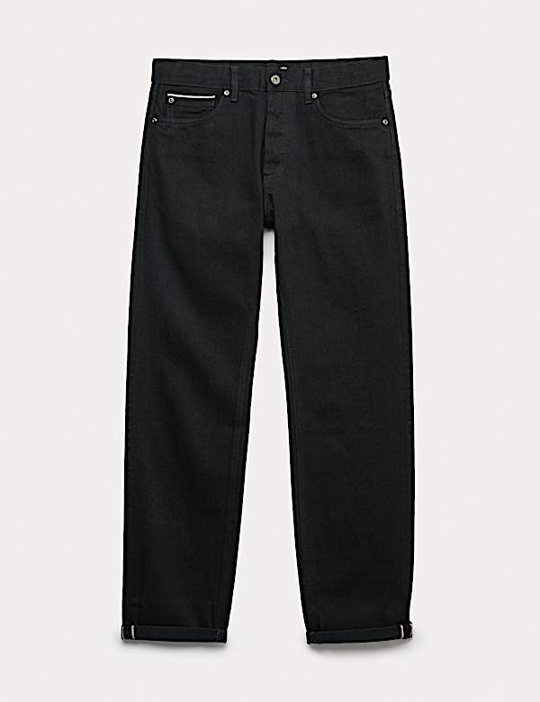 Straight Fit Pure Cotton Selvedge Jeans - DK
