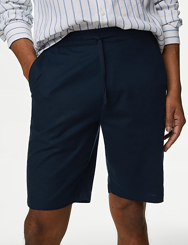 Linen Blend Elasticated Waist Stretch Shorts