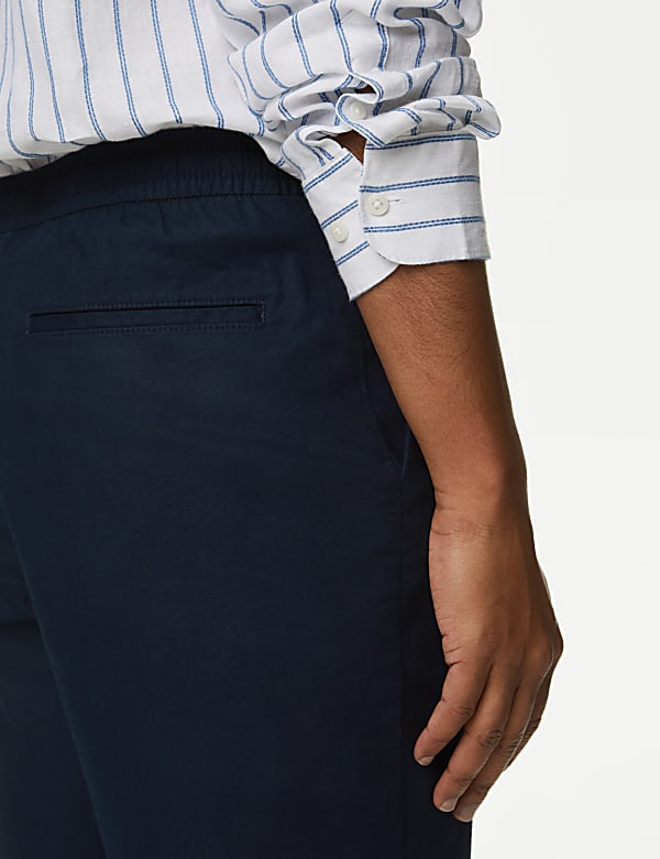 Linen Blend Elasticated Waist Stretch Shorts