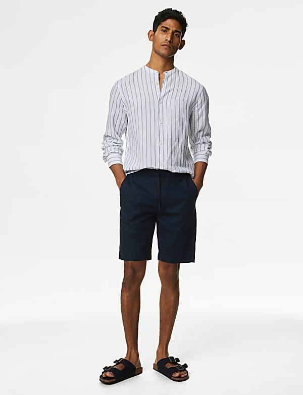 Linen Blend Elasticated Waist Stretch Shorts