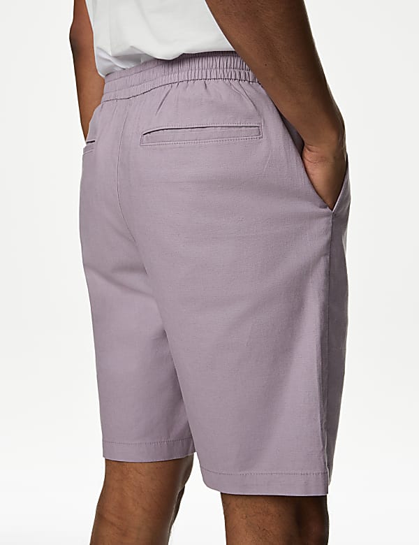 Linen Blend Elasticated Waist Stretch Shorts