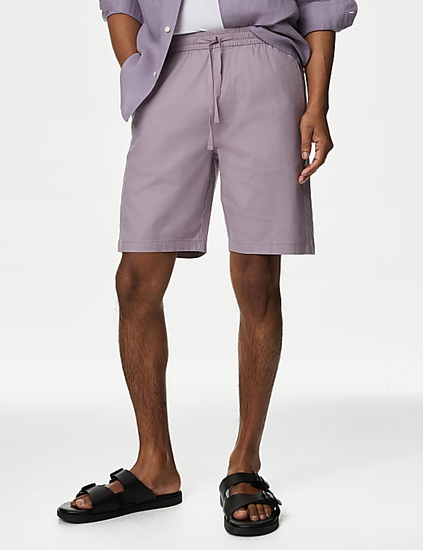 Linen Blend Elasticated Waist Stretch Shorts
