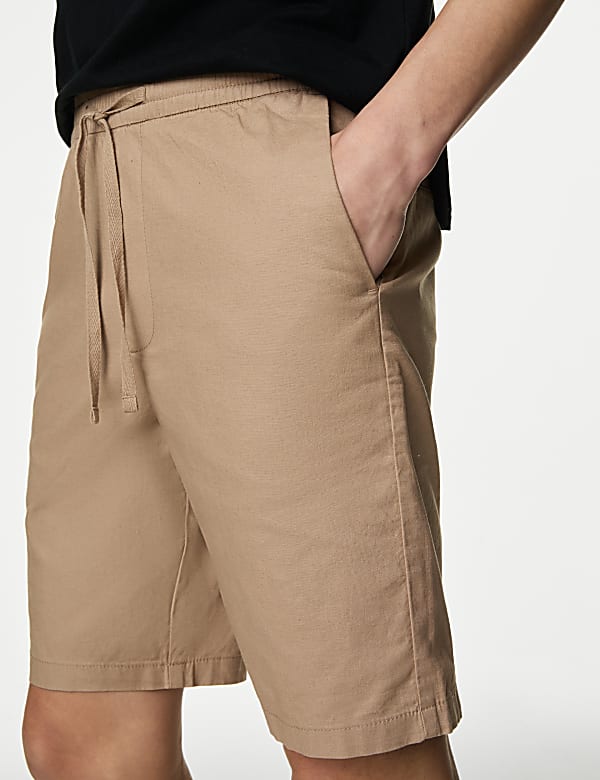 Linen Blend Elasticated Waist Stretch Shorts
