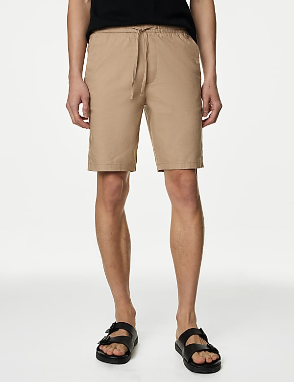 Linen Blend Elasticated Waist Stretch Shorts