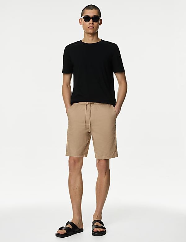 Linen Blend Elasticated Waist Stretch Shorts