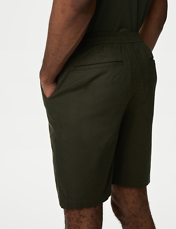Linen Blend Elasticated Waist Stretch Shorts