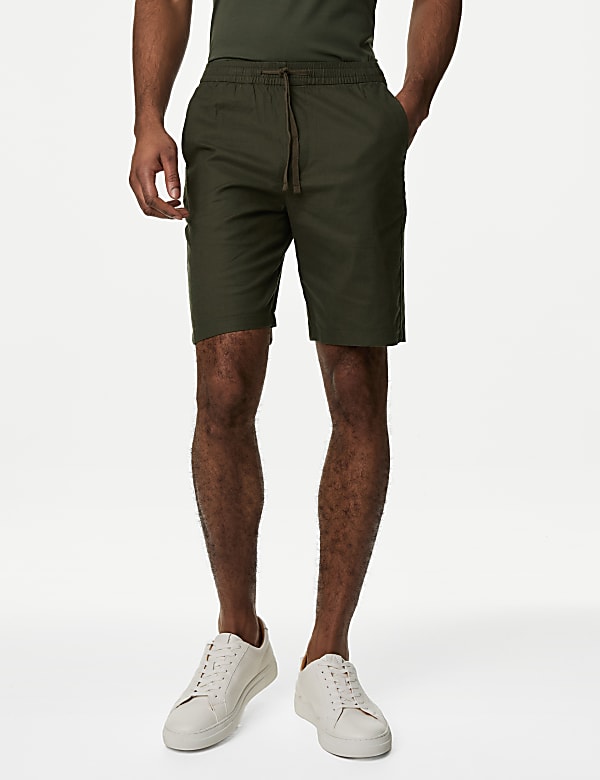 Linen Blend Elasticated Waist Stretch Shorts